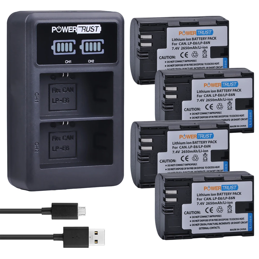 4pcs 2650mah lpe6 lp e6 lp e6 lp e6n replacement battery led usb dual charger for canon 5d mark ii iii 7d 60d eos 6d 80d dslr - sbl instagram hashtag picomico